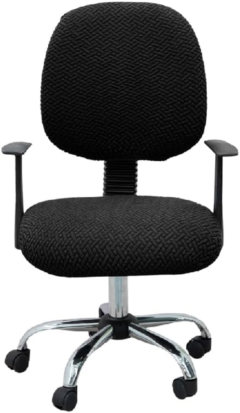 Hyper Cover 2-Pieces Jacquard Office Chair Cover (Black) - Stretchable Office Chair Seat Cover and Back Cover Slipcovers for Office Chair Durable, Washable, Easy Fit Office Chair Covers