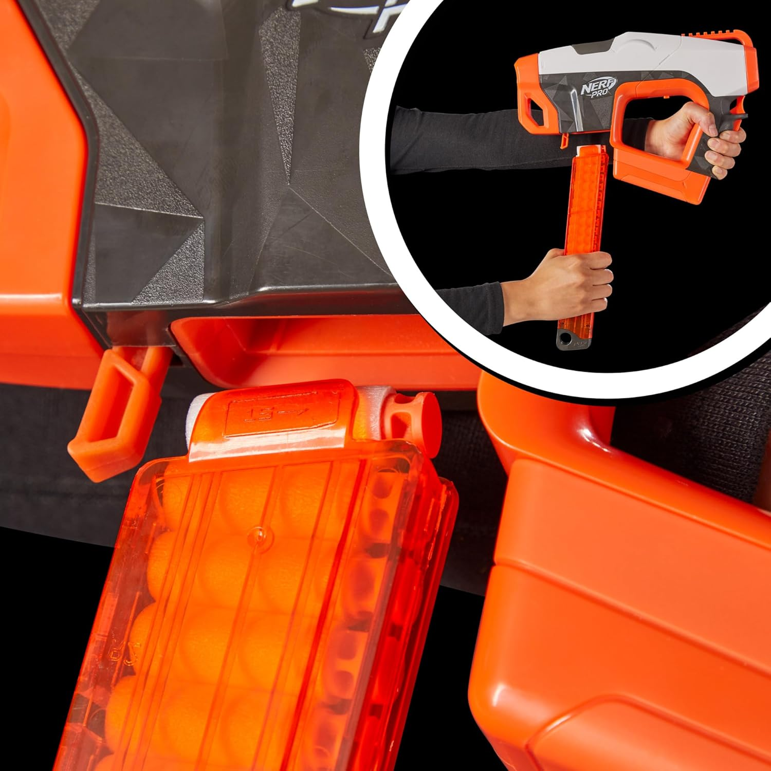 Nerf Pro Sender Half-Length Semi Automatic Dart Blaster, 150 FPS, 30 Nerf Pro Half-Length Darts, 15-Dart Magazine, Eyewear, Gifts for Teens, 14+ image number 6