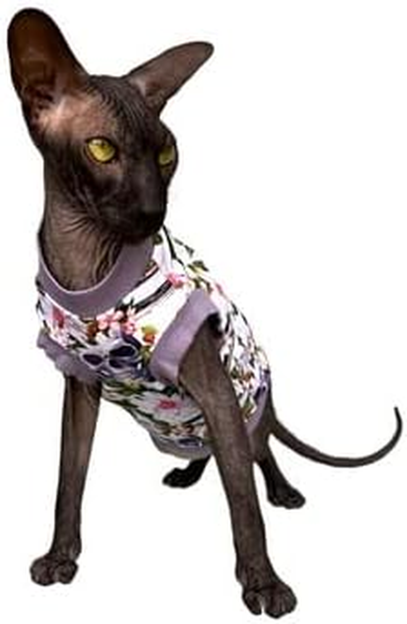 Kotomoda Purple Skull Cat T-Shirt for Sphynx and Naked Cats (Small) image number 4