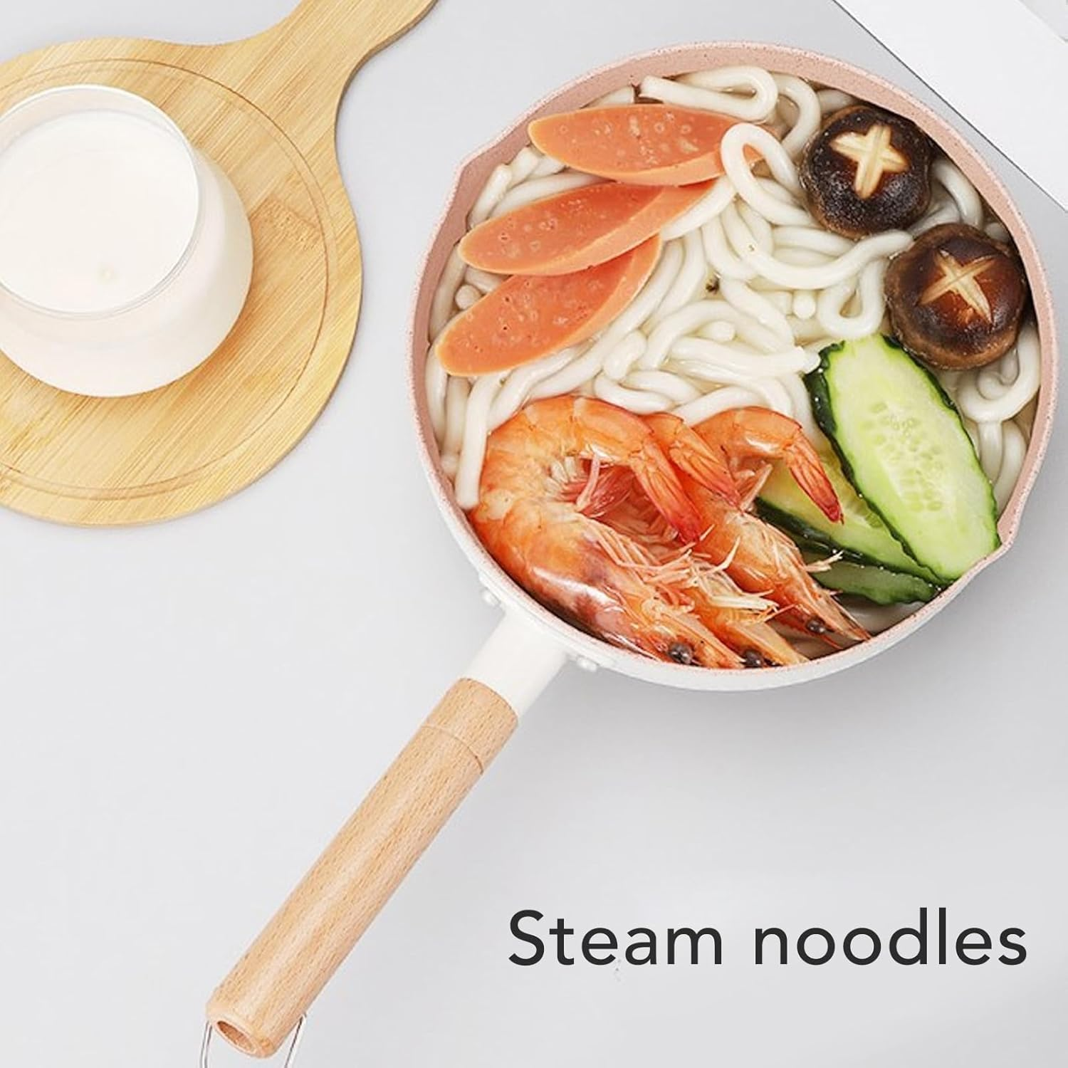 Nonstick Sauce Pan, Mini Butter Warmer Small Soup Pot Milk Pan with 2 Pour Spouts Milk Boiling Butter Melting Pot for Gas Stove Induction Cooker, Ramen Pot, PFOA (20Cm) image number 5