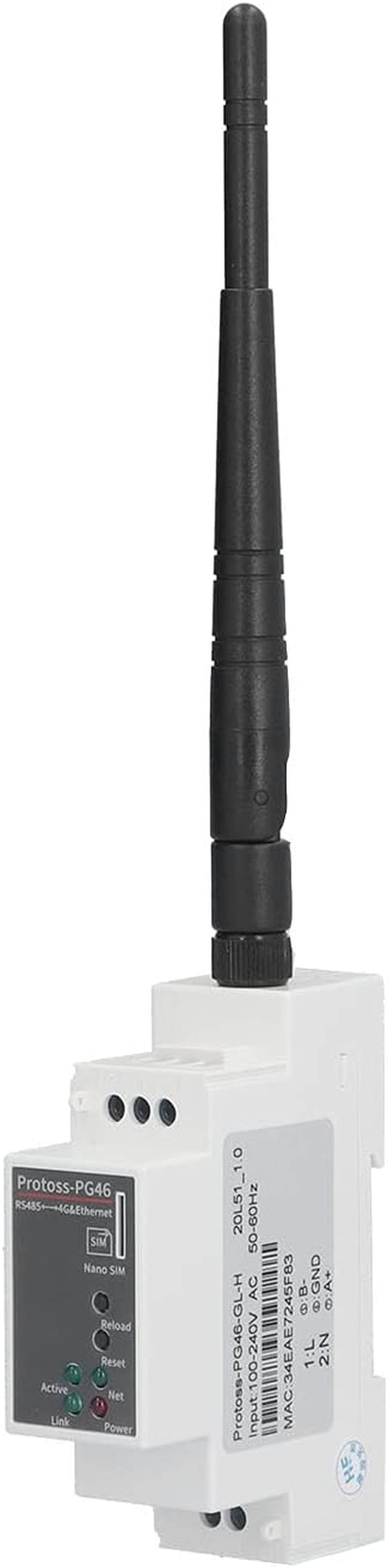 100‑240VAC Ethernet Serial Server RS485 to 4G Rail Mounting VPN APN 5 Mode 13 Frequency, with Antenna and User Manual image number 2