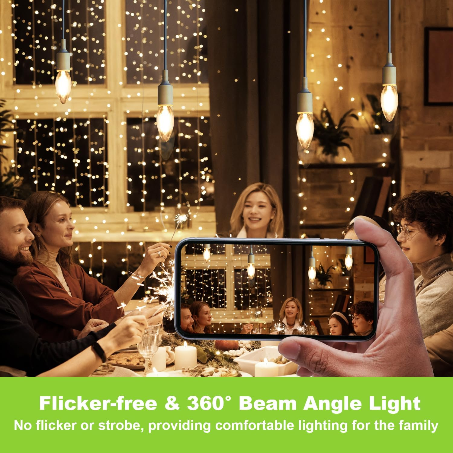 Spacelumen E14 Dimmable Small Edison Screw SES Candle Light Bulbs, 2700K Warm White 4W LED Light Bulb 40W Incandescent Equivalent, Pack of 10