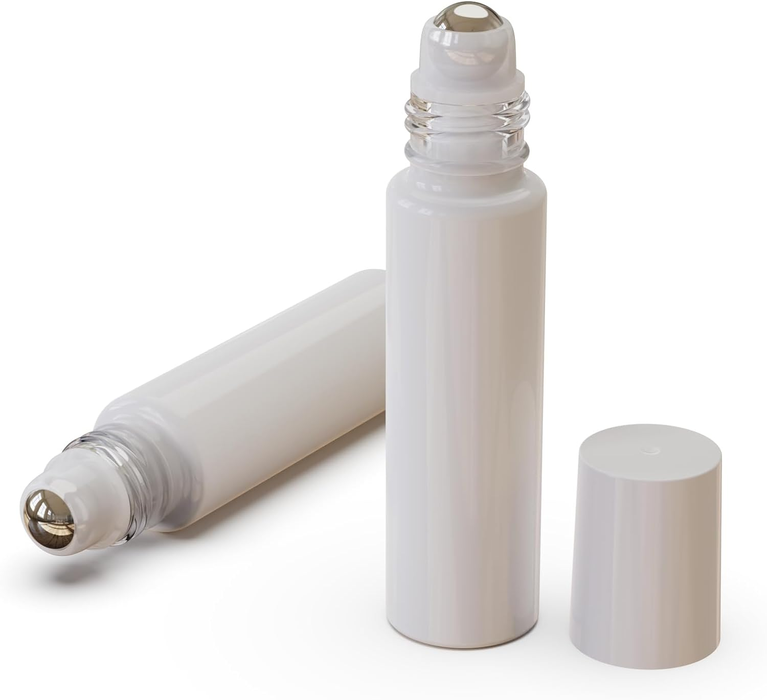 Jagolain 8 Pack 10Ml Roller Bottles for Essential Oils, White Glass Roll on Bottles, Refillable Perfume Bottle, with Stainless Steel Roller Balls - Black image number 5