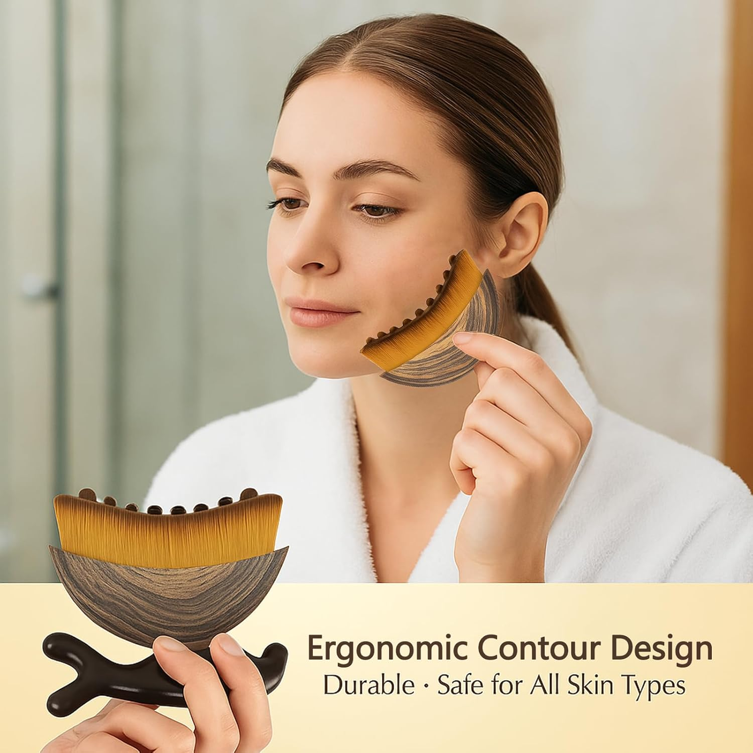 Lymphatic Contour Face Brush & Lymphatic Drainage Massager &ndash; Lymphatic Face Brush, Contour Brush, Face Brush for Lymphatic Drainage, Gua Sha Brush Skin Care Tool
