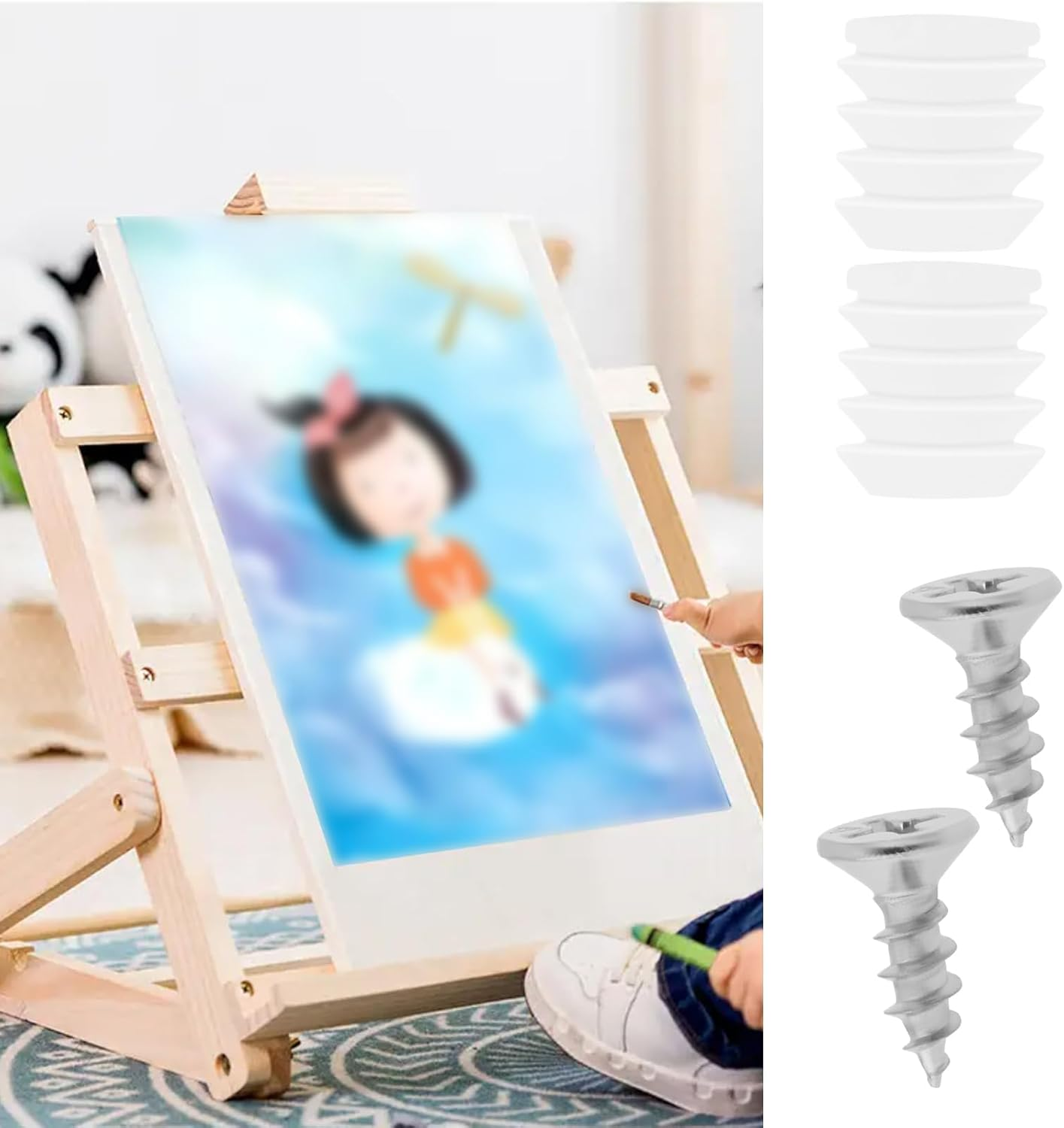 VGOL 50 Sets Plastic Hinge Dowel Inserts Kits for Cabinet Furniture Repairing Compatible with Blum Hinges Plastic Dowel Iron Nickel Plated Screw image number 2