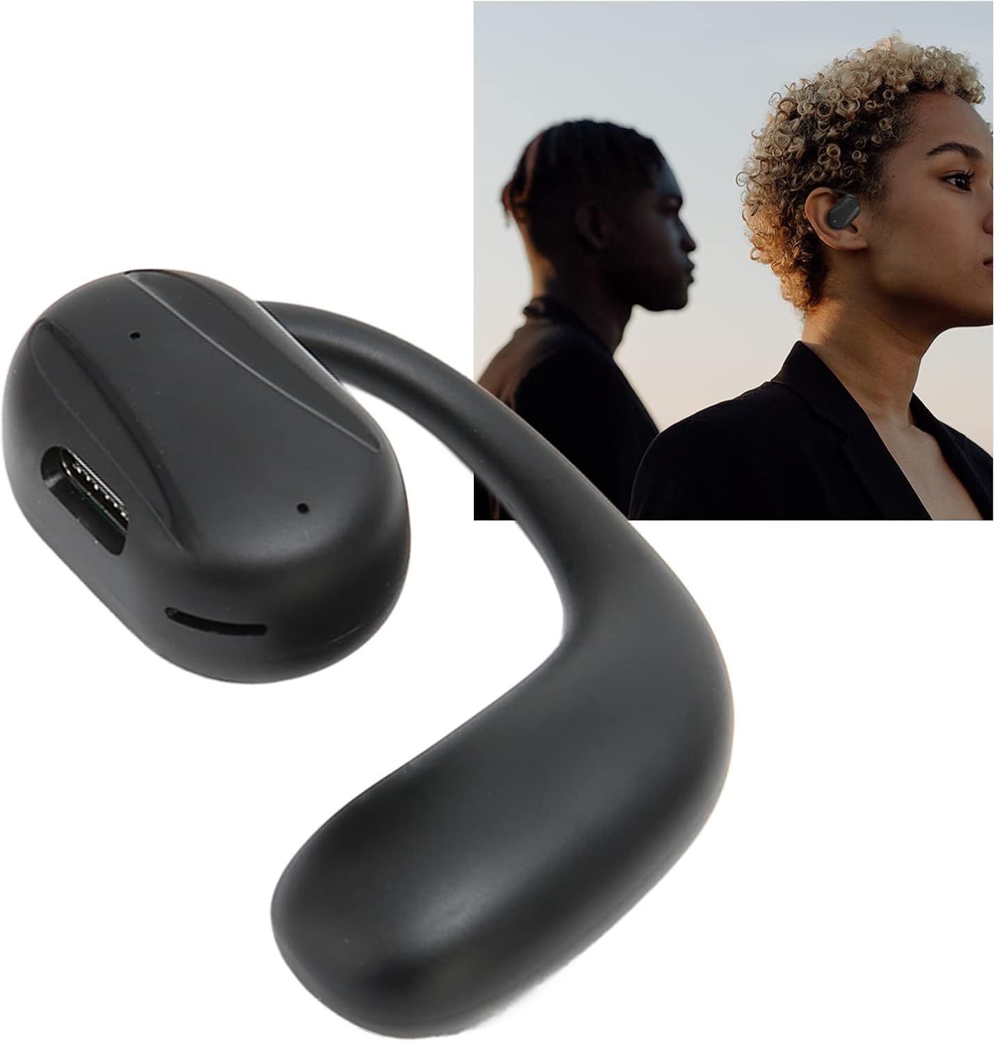Goshyda Open Ear Earphones, Left Ear, Black Bone Conduction, Portable, Ergonomic, Wireless Headphones with Open Ear for Sports and Office image number 4