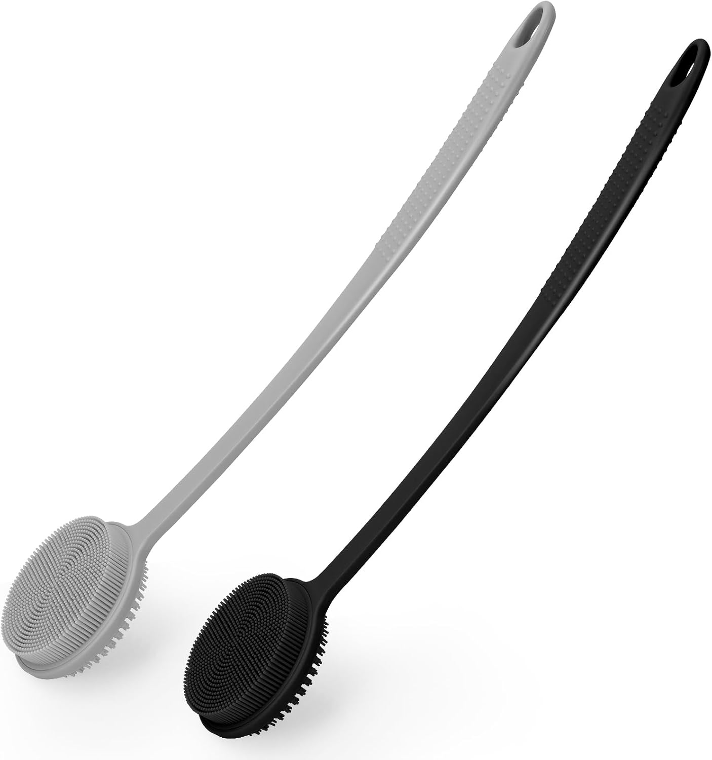 VWMYQ Silicone Back Scrubber for Shower, 17In Lengthen Long Handle Body Brush, Double Sided Shower Brush for Shower Exfoliating and Massage Can Produce Rich Foam, Long Handle Back Scrubber for Men