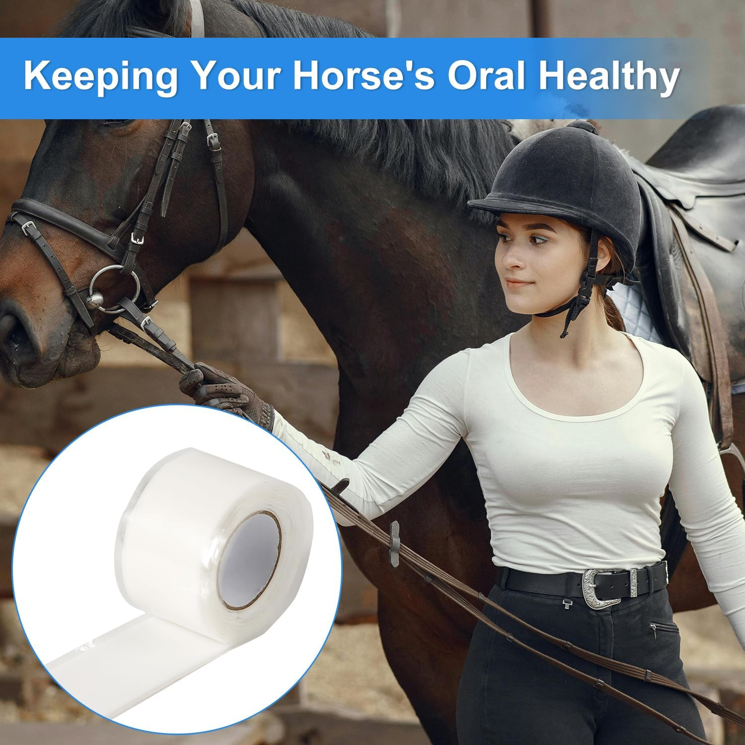 3 Rolls Horse Bit Wrap Tape, Elastic Horse Bit Guards Protector for Equines Equestrian, Silicone Horse Bit Accessories Protection for Horses Bit Care Supplies