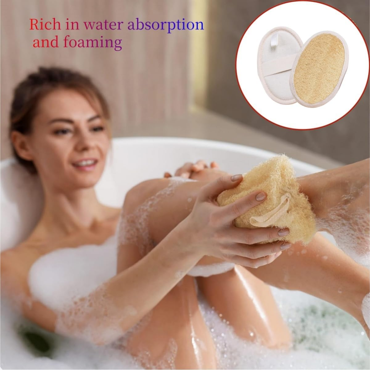 2 PCS Vegan Exfoliating Loofah Sponge Pads,Natural Loofah Pad Exfoliating Body Scrubber,Durable Gentle Terry Towel Cloth,Clean Your Body Face & Back While an Washcloth Removes Oils