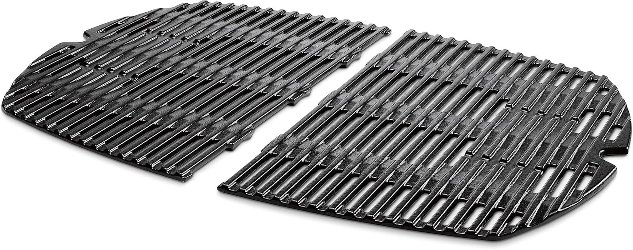 Weber Family Q Grill Retail Pack - Porcelain-Enameled Cast Iron Cooking Grates - 2 Pack - Fits Weber Q3000 & Q300 Series Grills - Black, Rectangular
