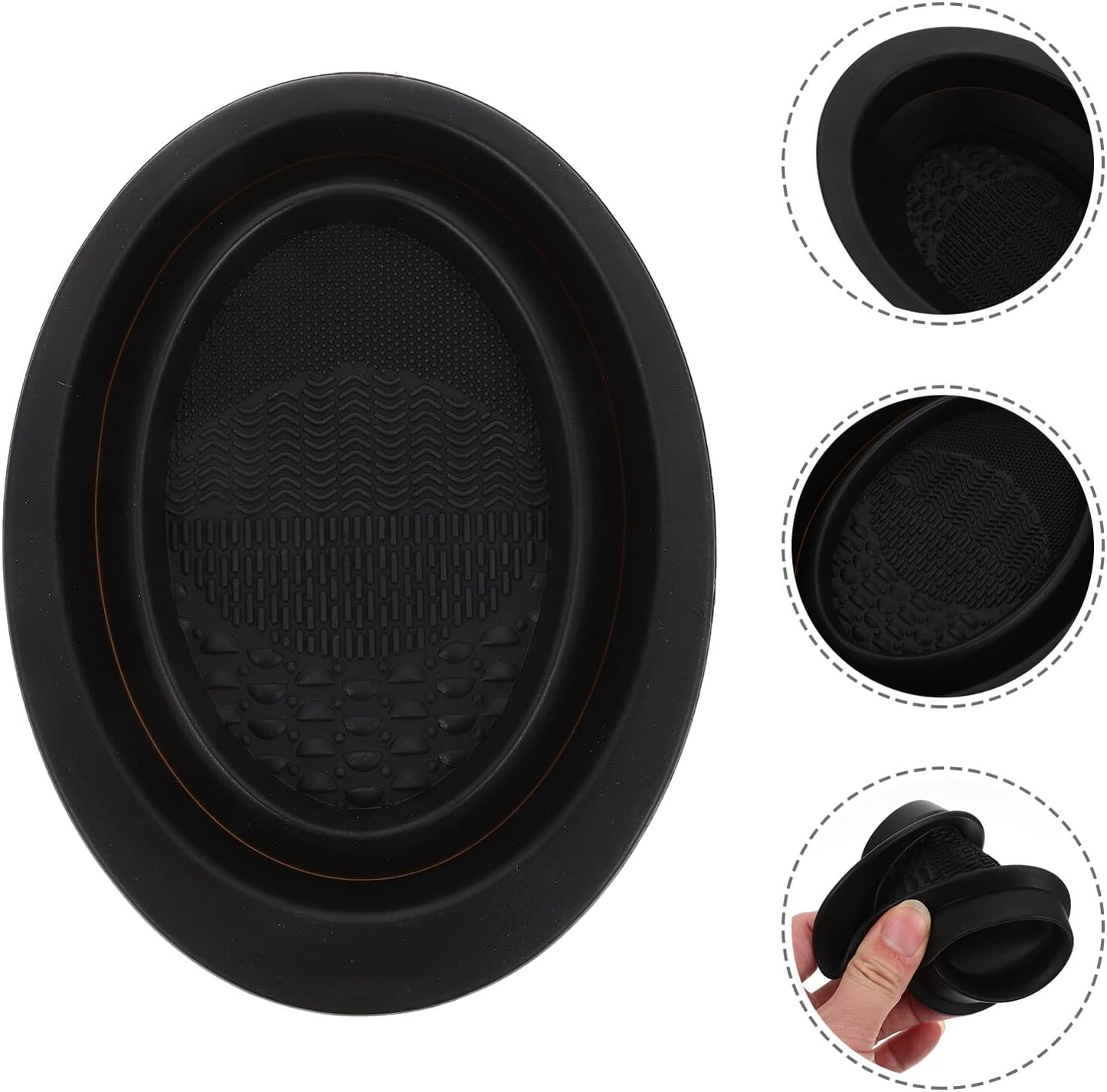TEHAUX Portable Black Makeup Brush Cleaner Bowl Silicone Cleaning Pad and Brush Rinsing Mat for Women Suitable for Travel and Home Use image number 1