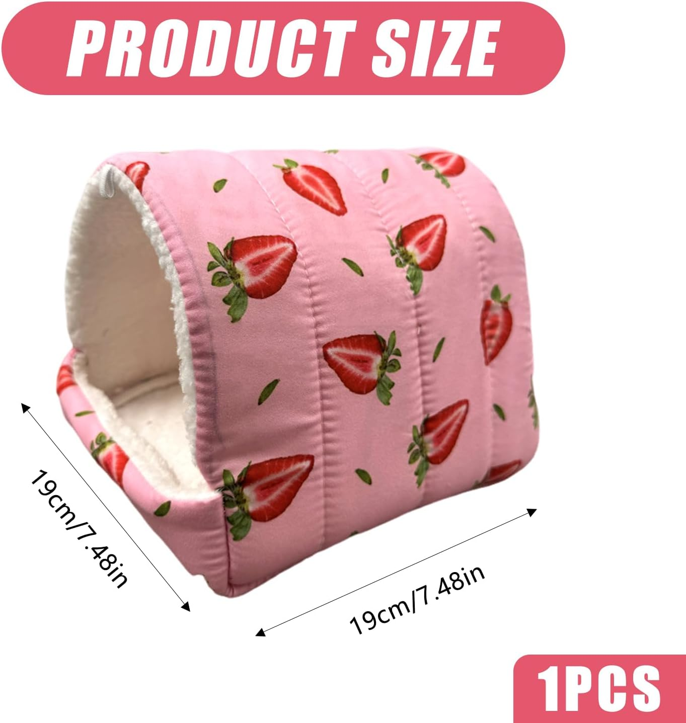 Guinea Pig Beds,Small Animal Beds Hideout Soft Cozy Hamster Bed House Small Pet Bed Cave Nest for Guinea Pigs Hamsters Hedgehog Ferret Chinchilla,19&times;19Cm (Strawberry) image number 2