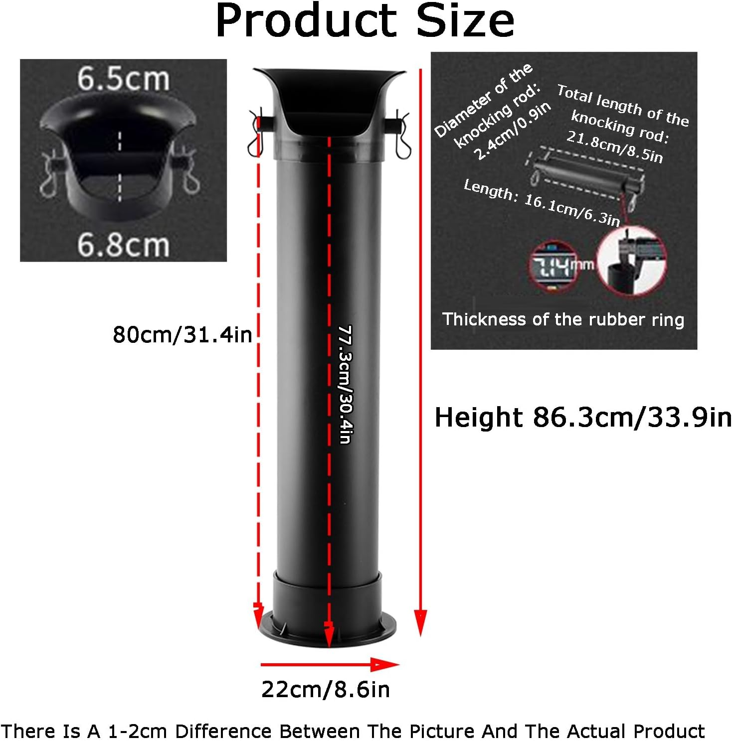 Coffee Grounds Knock Box, Floor Standing Espresso Bin,With Towel and 90 Garbage Bags, for Teahouse Household(Black) image number 2