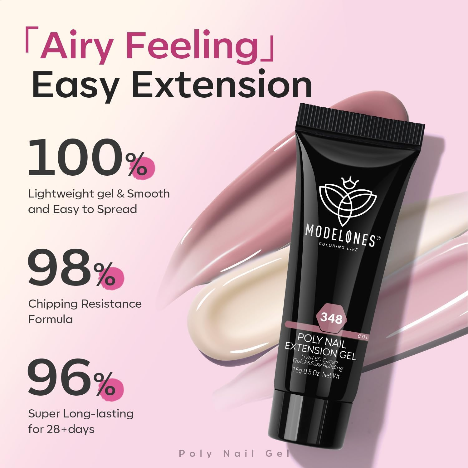 Modelones Poly Extension Gel Kit for Nail, 12 Colors Pink Glitter Nude Tones Poly Nail Gel Set French Manicure DIY Design Nail Art Home Salon Gifts image number 4