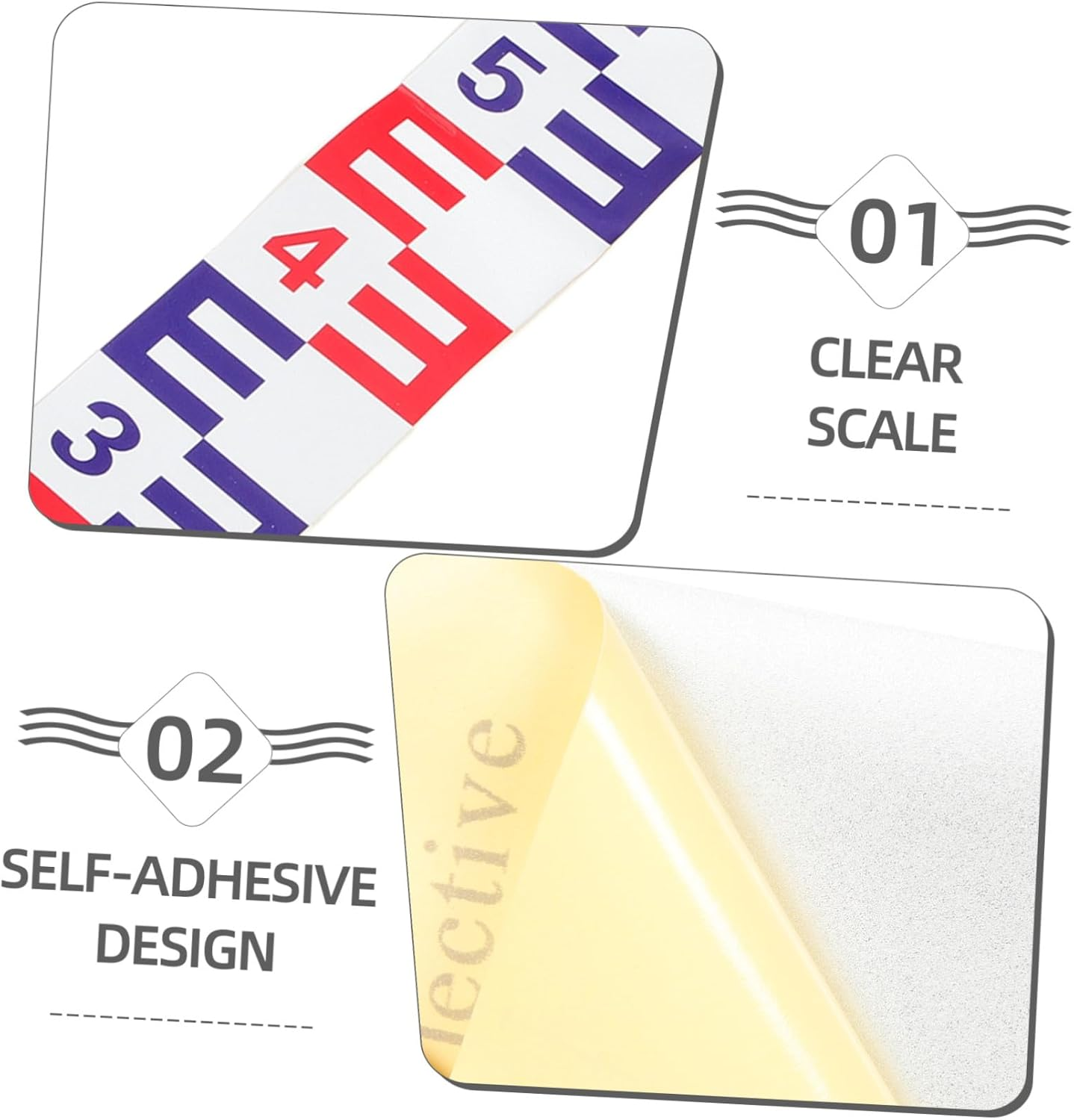 2Pcs Aluminum Water Level Gauge Sticker with Reflective Film Corrosion Resistant Self-Adhesive Water Level Scale for Outdoor Swimming Pool Red Blue image number 2