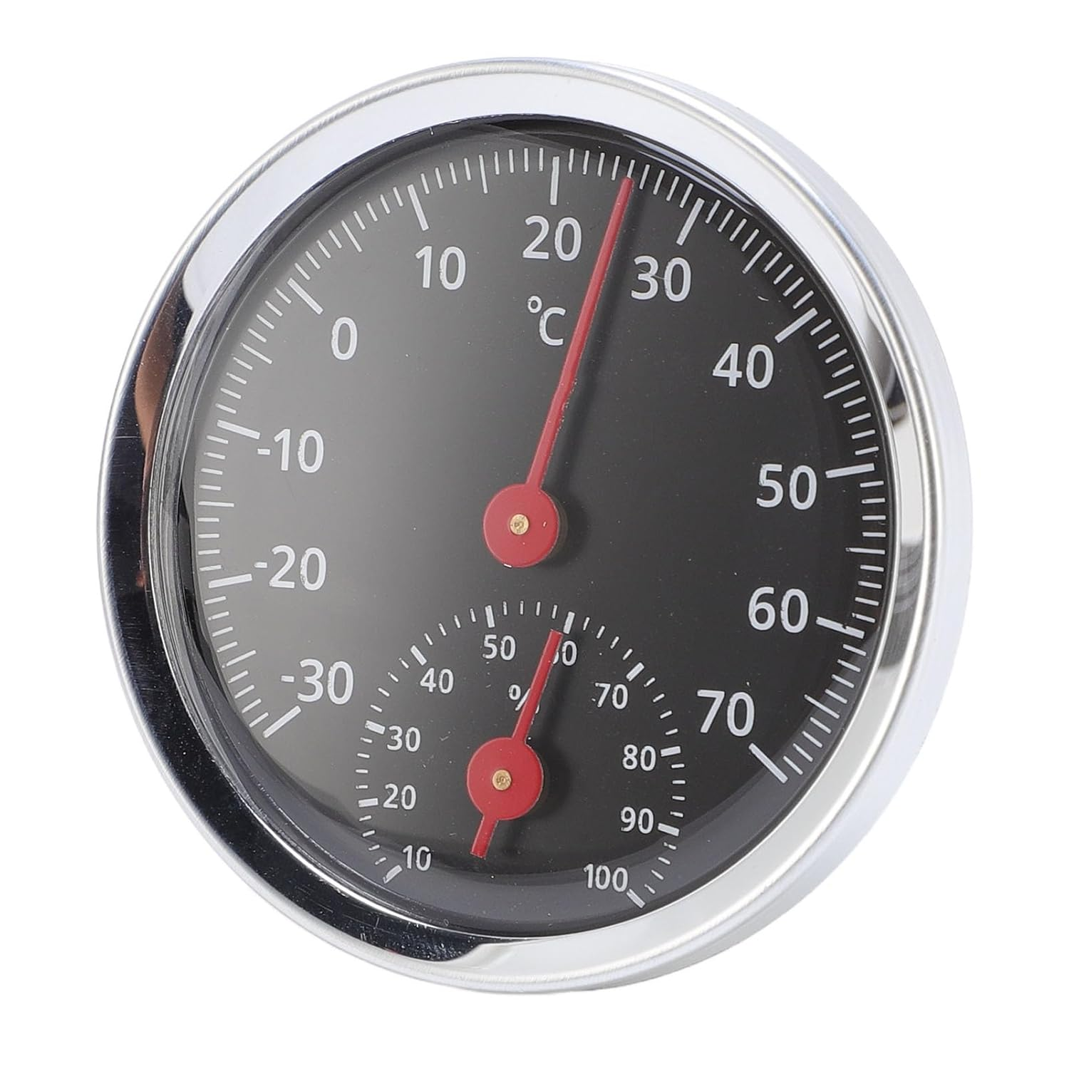Jectse Temperature Humidity Meter Car Thermometer Hygrometer Mechanical No Battery for Indoor, Aluminium Alloy, 1 Thermometer Hygrometer for Refrigerators
