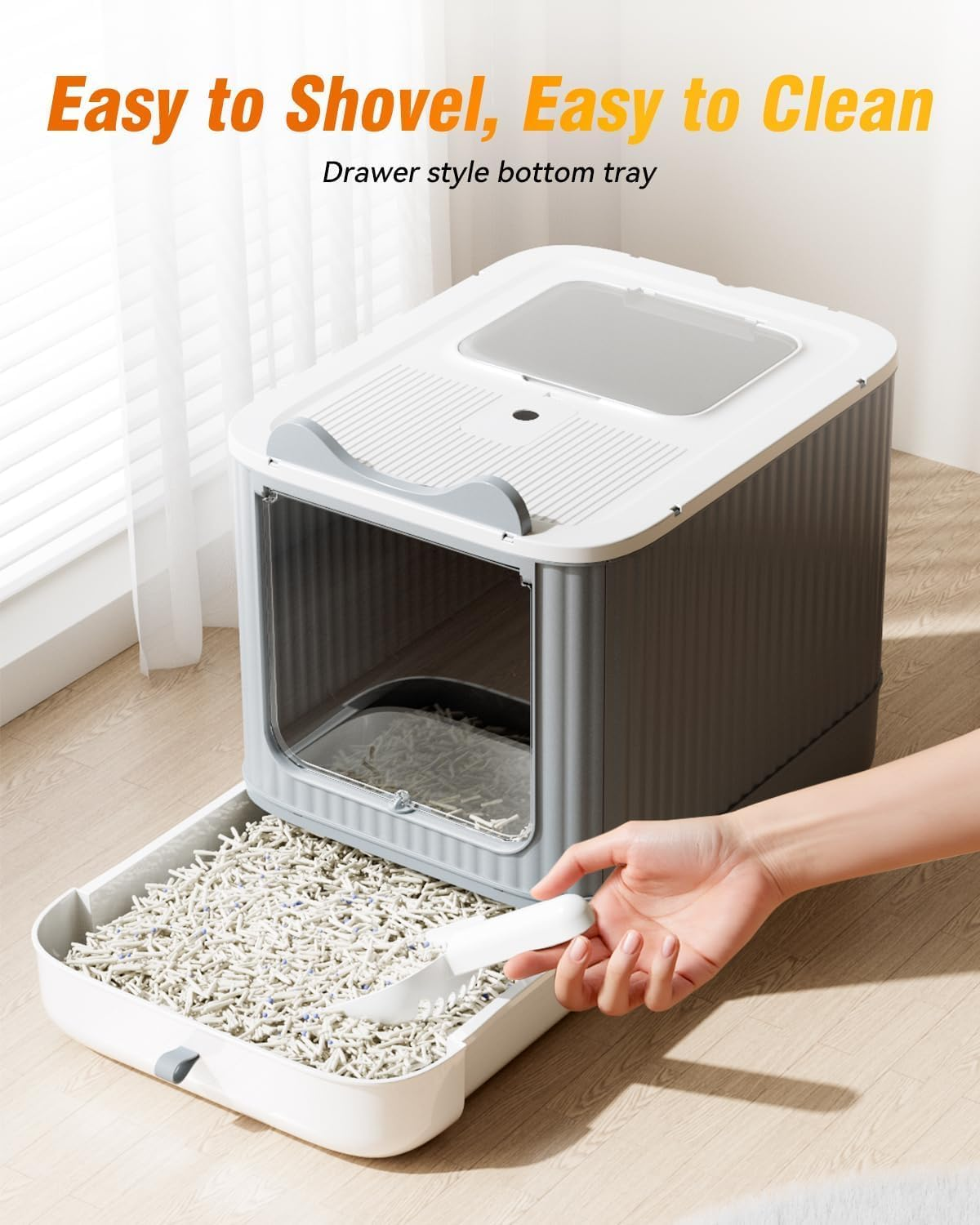 Cat Litter Box, Fully Enclosed Cat Litter Box with Lid, a Brand-New Disinfectable Design with a Scoop and an Extra-Large Litter Tray, Ideal for Larger or Multiple Cat (Pink)