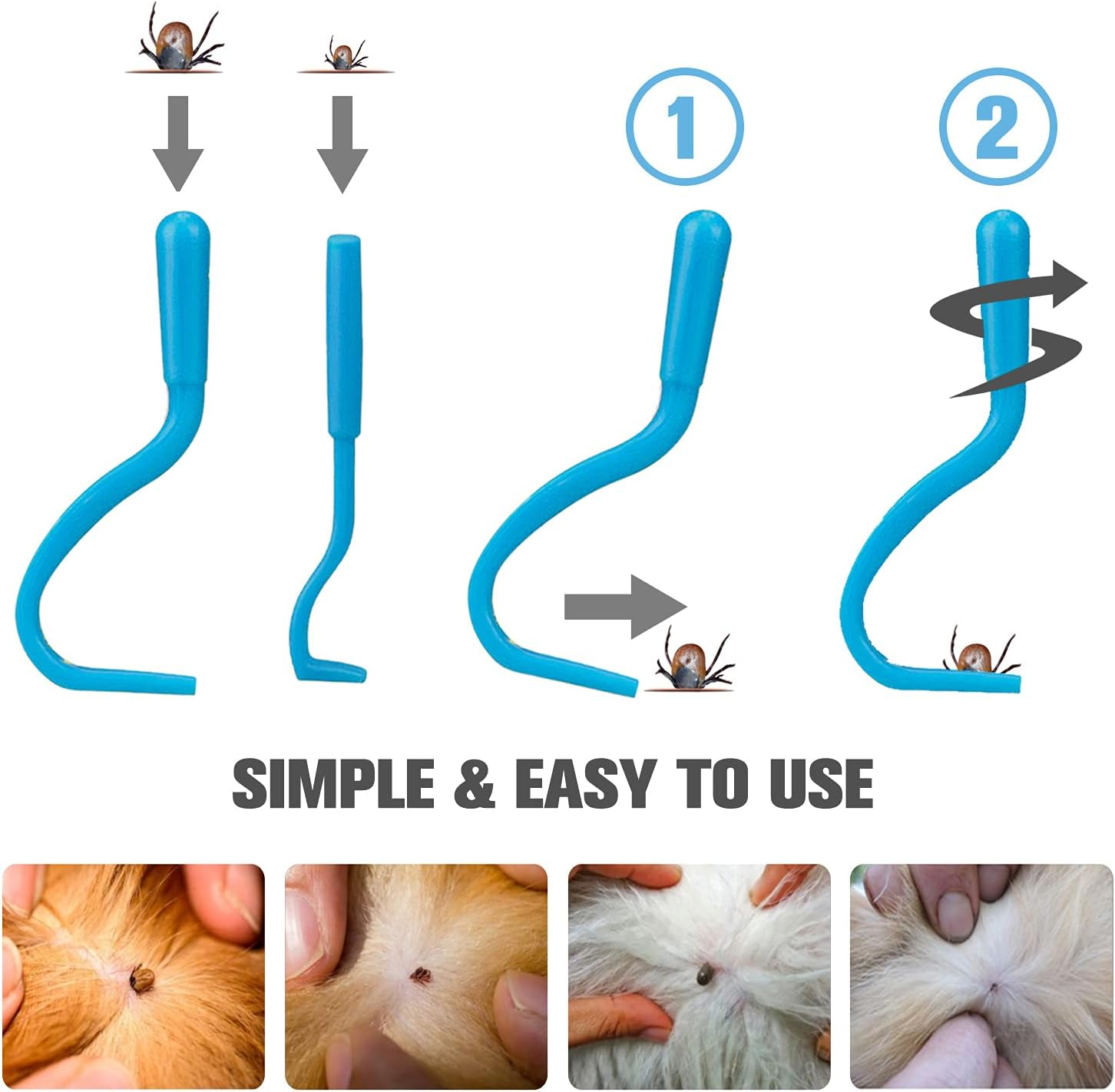 Cat & Dog Grooming Set - Fine Tooth Comb for Removing Dandruff Flakes & Hair (Blue) - Pink image number 2