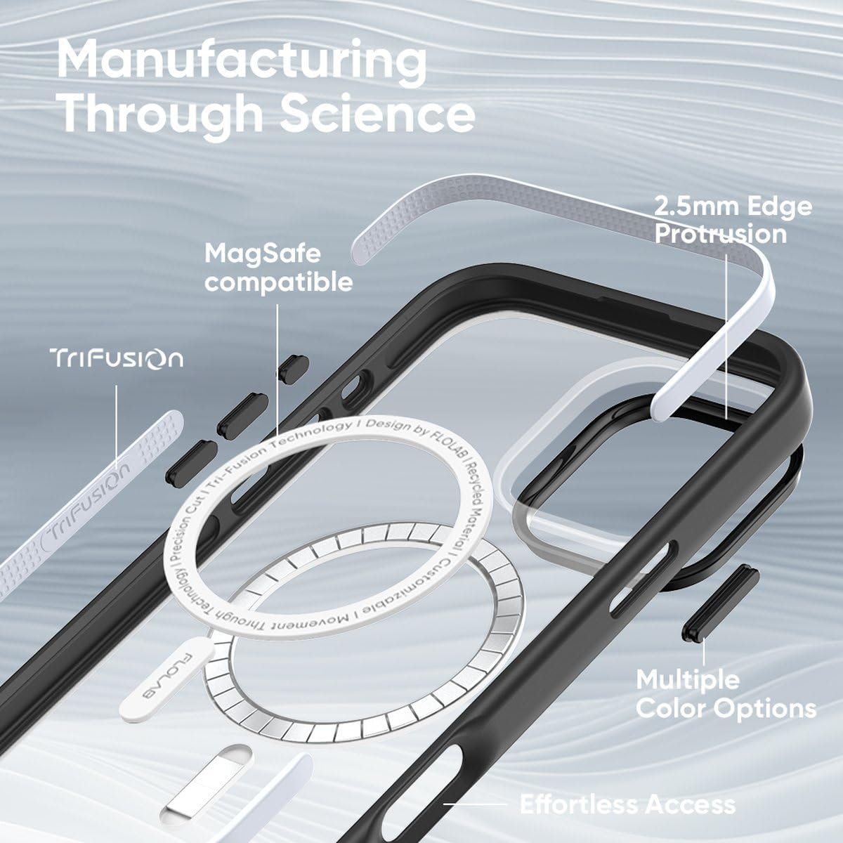 FLOLAB Surtect Tri-Fusion Magnetic for Iphone 16 Pro Max Case Protective Slim Design Magsafe Compatible Military Grade - Black Clear image number 6