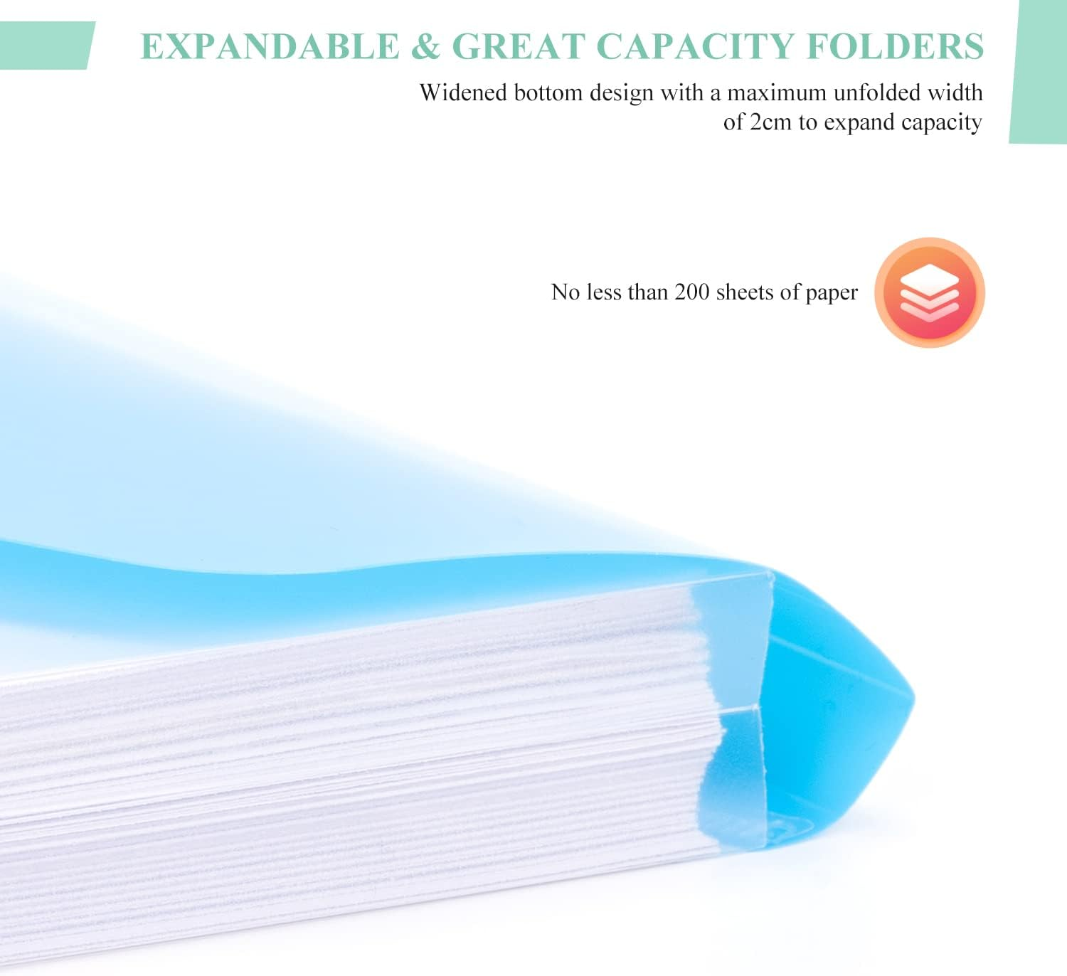 Plastic A4 Punched Pockets - 18PCS Expandable Folders Document Files with Button Closure and Label Pocket for Home, Office and School, Assorted Colours image number 1