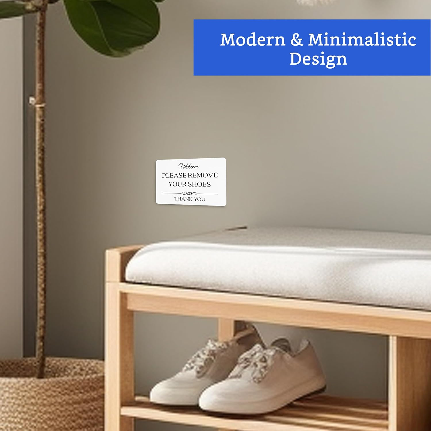 Please Remove Your Shoes Sign (White Acrylic 5 X 3.5 In) - No Shoes Sign for Your Home - Shoes off Sign - No Shoes Sign - Please Take Your Shoes off Sign - Airbnb Essentials for Hosts image number 5