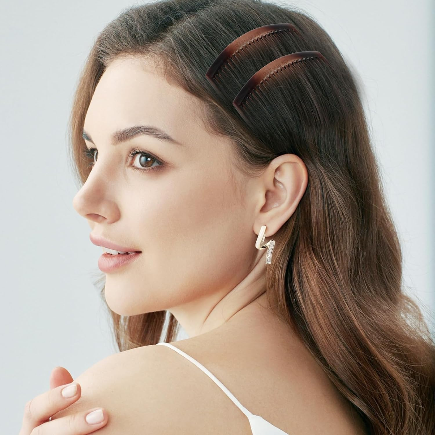 519H Hair Comb Set of 2 Hair Combs in Havana Brown, Approx. 10 X 5 Cm, Straight Teeth, High-Quality Comb from China, Ideal for Everyday and Professional Use image number 2