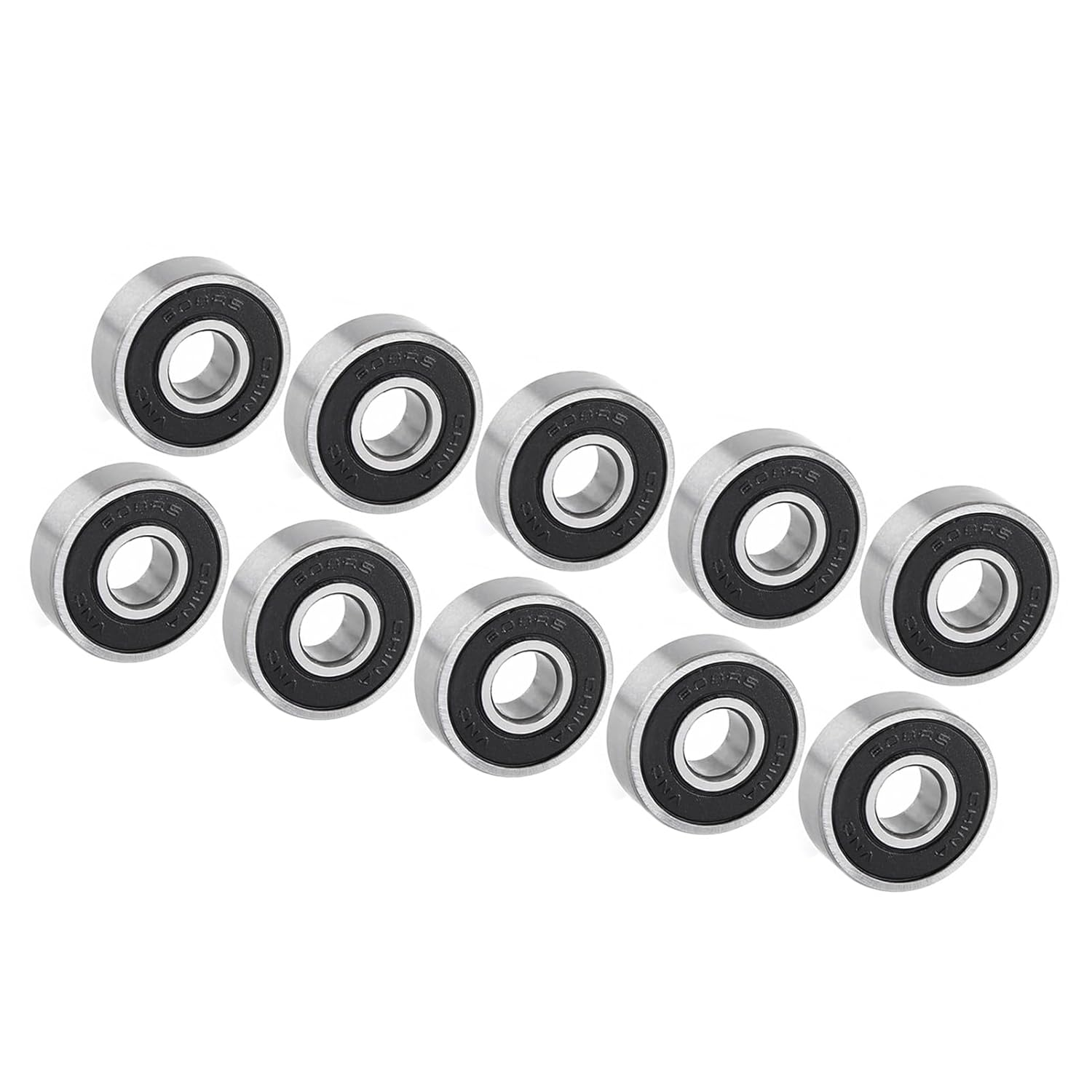 Domary 10PCS 608 2RS Ball Bearing Dual Sided Black Rubber Sealed Deep Groove Micro Miniature Easy Install Long Service Life 8X22X7Mm image number 4