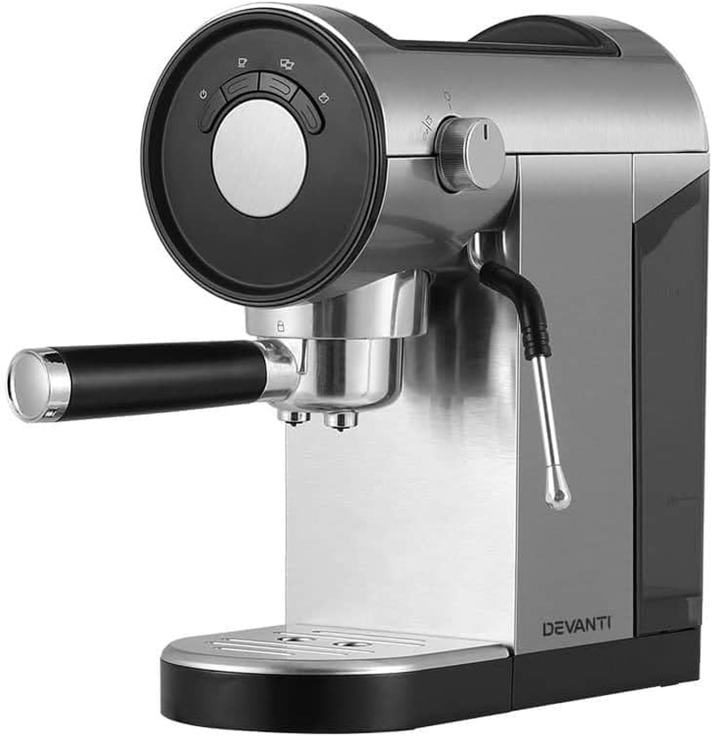 Devanti Coffee Machine, 20 Bar Barista Express Espresso Maker Pod Cafe Cup Latte Cappuccino Milk Frother Machines, with Powerful Pressure Pump Removable Drip Tray and Water Tank Stainless Steel image number 6