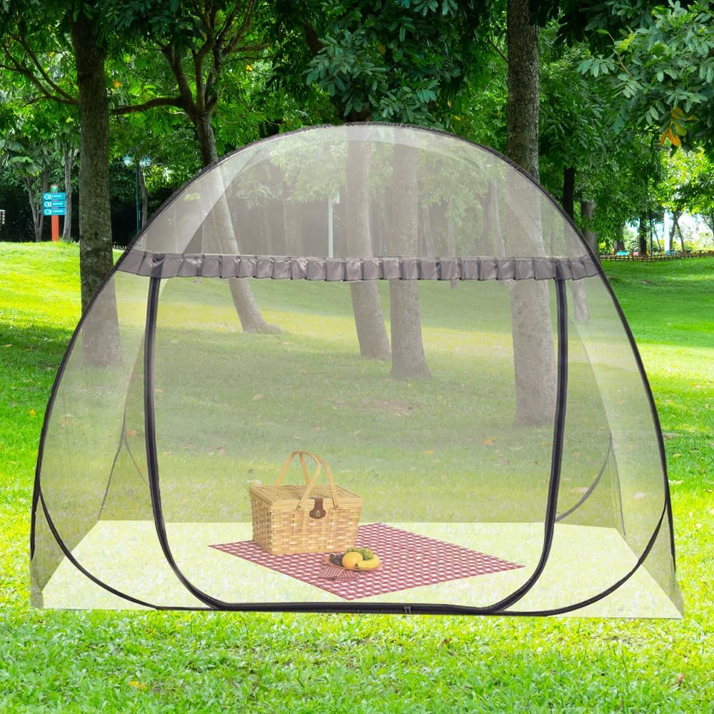 Mengersi Mosquito Net Tent for Bed,Pop-Up Bed Canopy with Net Bottom,Mosquito Netting Bed Tent for Kids Girls Boys,Bed,Suit for Indoor Outdoor (Twin, Gray) CAN3023114 image number 1