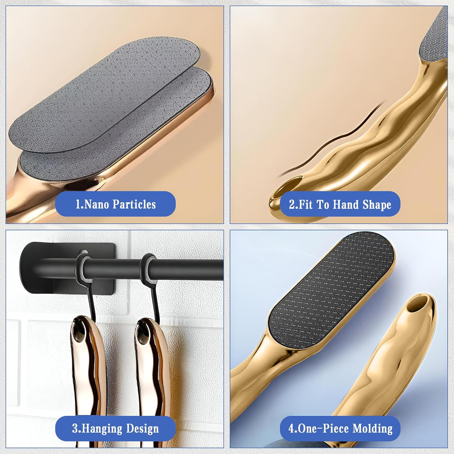 Nano Glass Foot File, Veinsgrain Foot File, Substantian Foot File, Nano Glass Foot File Callus Remover, beyond the Cream Foot File, Professional Foot Care Tools (Gold) - Blue image number 5