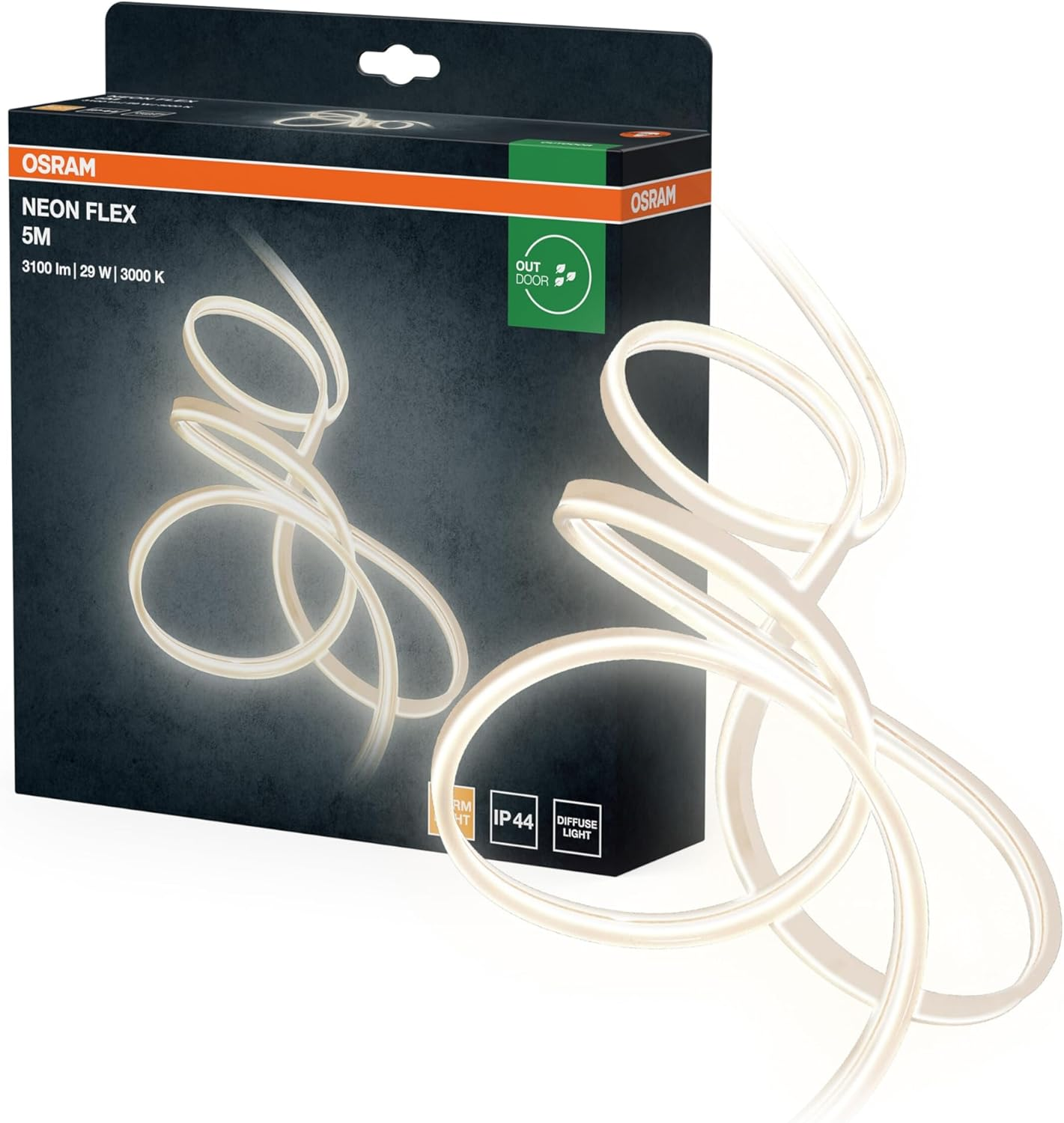 OSRAM Neon Flex Decorative Outdoor LED Strips, Warm White, 5 M, Silicone, IP44 Protection, Indirect and Direct Lighting for Garden and Balcony image number 4
