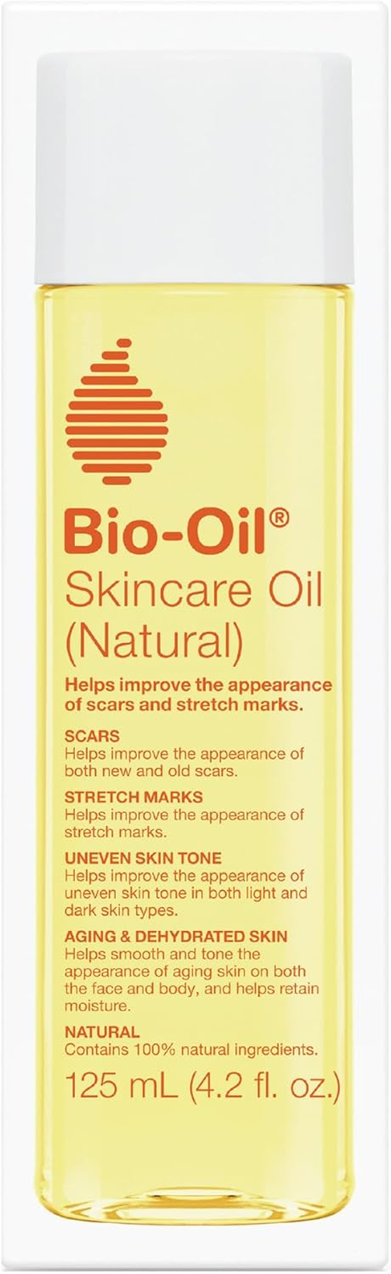 Bio-Oil Natural Skincare Oil, Serum for Scars and Stretch Marks, Face and Body Moisturizer for Dry Skin, Hair Oil, for All Skin Types, 4.2 Oz