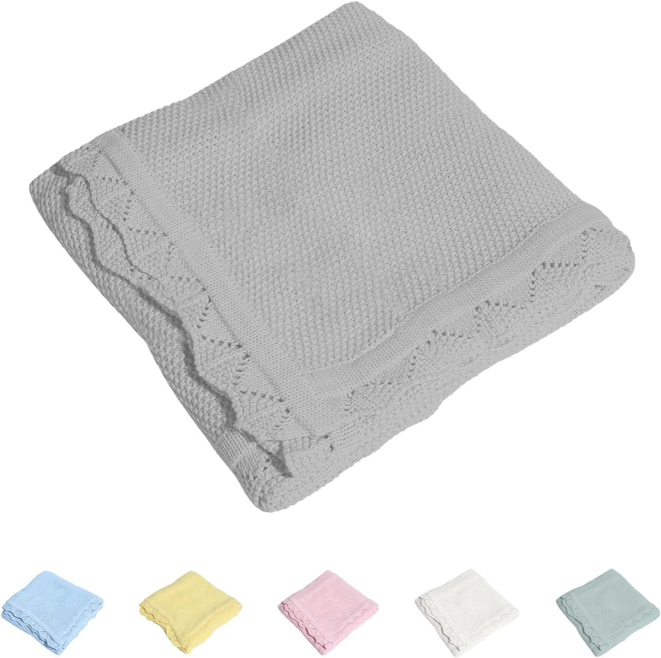 100% Cotton Baby Blanket Knit Lace Soft Warm Toddler Blanket,30 X 40 Inches，White