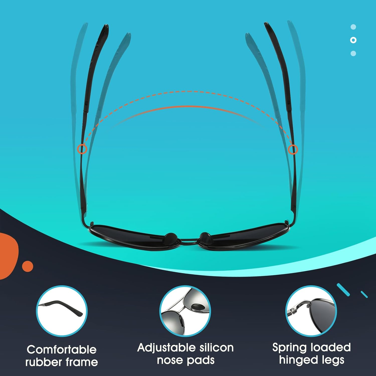 Sunglasses for Men Women Pilot Polarized Sun Glasses with UV 400 Protection Metal Frame for Driving Golf Fishing - Black Lens/Gold Frame image number 4