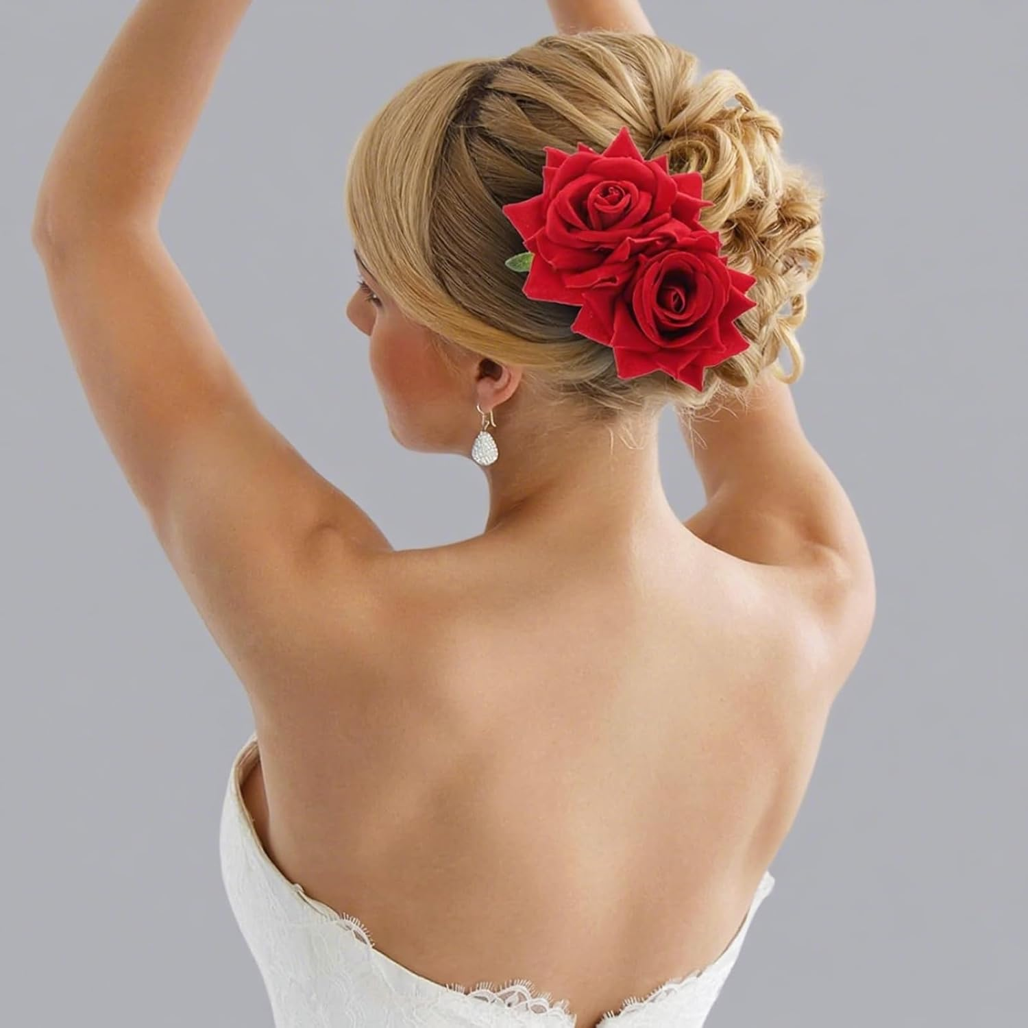 Rose Flower Hair Clips, Elegant Hairpins- Ideal for Women at Wedding Party, Mother'S Day, Suitable for Bridesmaids, Flamenco Dancers image number 1