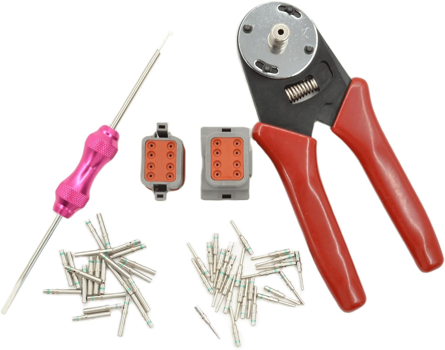 416 PCS Deutsch DT Connector Kit,2 3 4 6 8 12 Pin Automotive Connectors,With Crimping Pliers (14-20AWG) and Connector Removal Tool,Ip67 Rated Gray Waterproof Housing Set,Deutsch 16# Solid Contacts image number 1