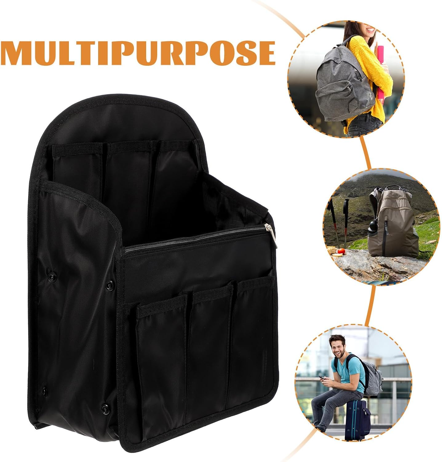 DRESSOOS Backpack Inner Bag Organizer Insert, Portable Large Capacity Shoulder Bag Storage Divider, Universal Purse Organizer Insert for Travel and Daily Use image number 4