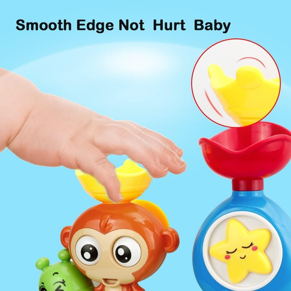ATEKA Bath Toys for Toddlers Age 1 2 3 Year Old Girl Boy, Preschool New Born Baby Bathtub Water Toys, Durable Interactive Multicolored Toy, Lovely Monkey Caterpillar, 2 Strong Suction Cups image number 4