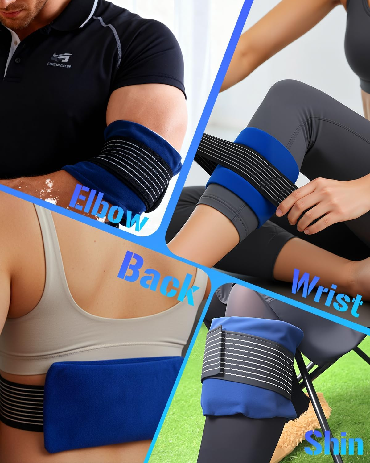 YESDEX Ice Pack for Injuries Reusable - 3 Pcs Gel Ice Packs for Hot Cold Compress with 1 Adjustable Wrap, Supports Recovery, Joint and Muscle Pain Relief &ndash; Knees, Back, Ankle, Shoulders, Arms and Legs image number 2