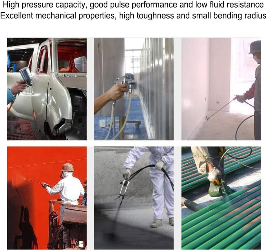 Sprayer Gun Hose, Paint Spray Hose, High Pressure Capacity for 1/4In Airless Paint Spray Hose Spray Gun Marine Automotive Wood Work image number 4