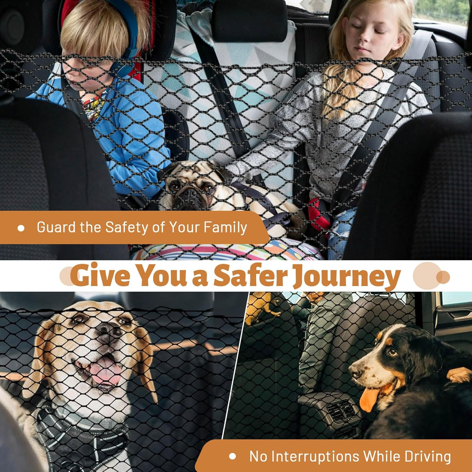 Dog Car Barrier, Dog Barrier for Car Dog Car Divider Back Seat Barrier, Dog Barrier for Suv Car Pet Barrier, 51&rsquo;&rsquo;*35&rsquo;&rsquo; Car Divider for Dogs Car Net for Dogs (51&rsquo;&rsquo;*35&rsquo;&rsquo;) image number 6