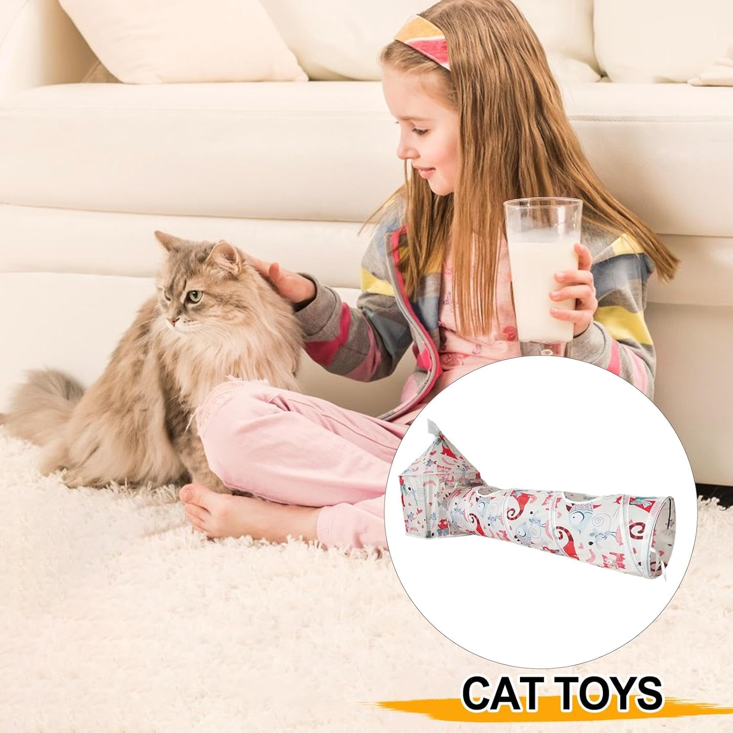 Znutc Pet Cat Tunnel Tube, Folding Puppy Tunnel Tent, Portable Indoor/Outdoor Kennel, Cat Tunnel Tube Tent, Foldable for Easy Storage image number 3