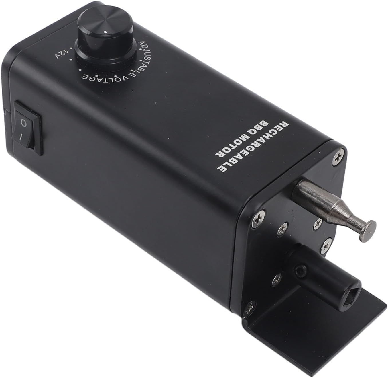 Pyhodi Rotisserie Motor, Heat Resistant 3 to 12V Rechargeable Electric Grill Motor Auto Reverse Function Adjustable Speed for BBQ