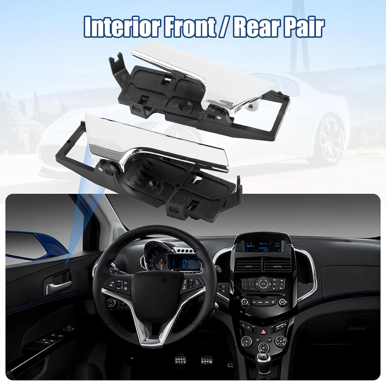 NPAUTO Interior inside Door Handle Replacement, Automotive Replacement Parts for Chevy Aveo 2007 2008 2009 2010 2011, Pontiac G3 Wave, Chrome Front Rear Left Right Driver Passenger Side Pair image number 1