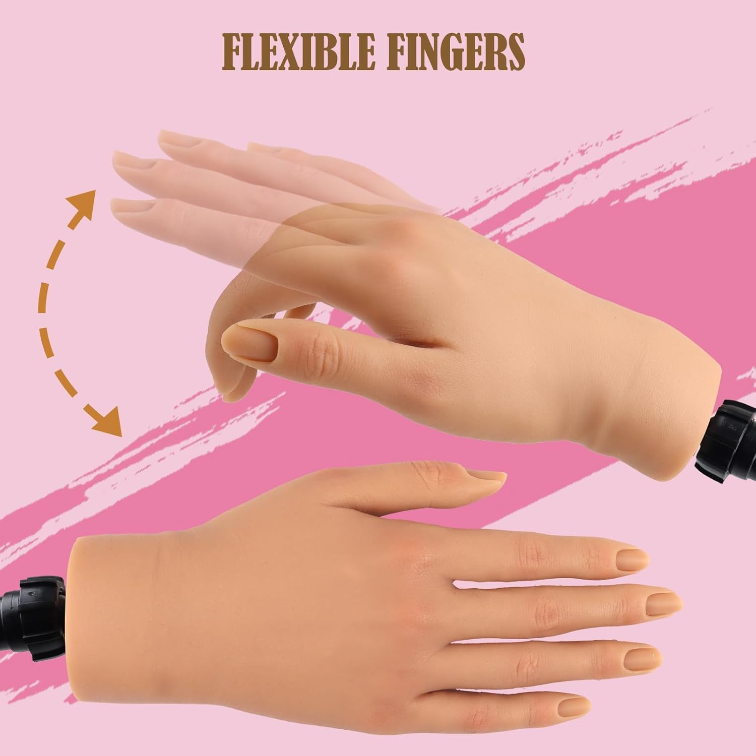 Silicone Practice Hand for Acrylic Nails,Silicone Nail Hand Practice,Silicone Nail Hand for Show,Fake Training Hand with Manicure Kits for Diy/Nail Salon Artists/Nail Artist（3#-Right） image number 5