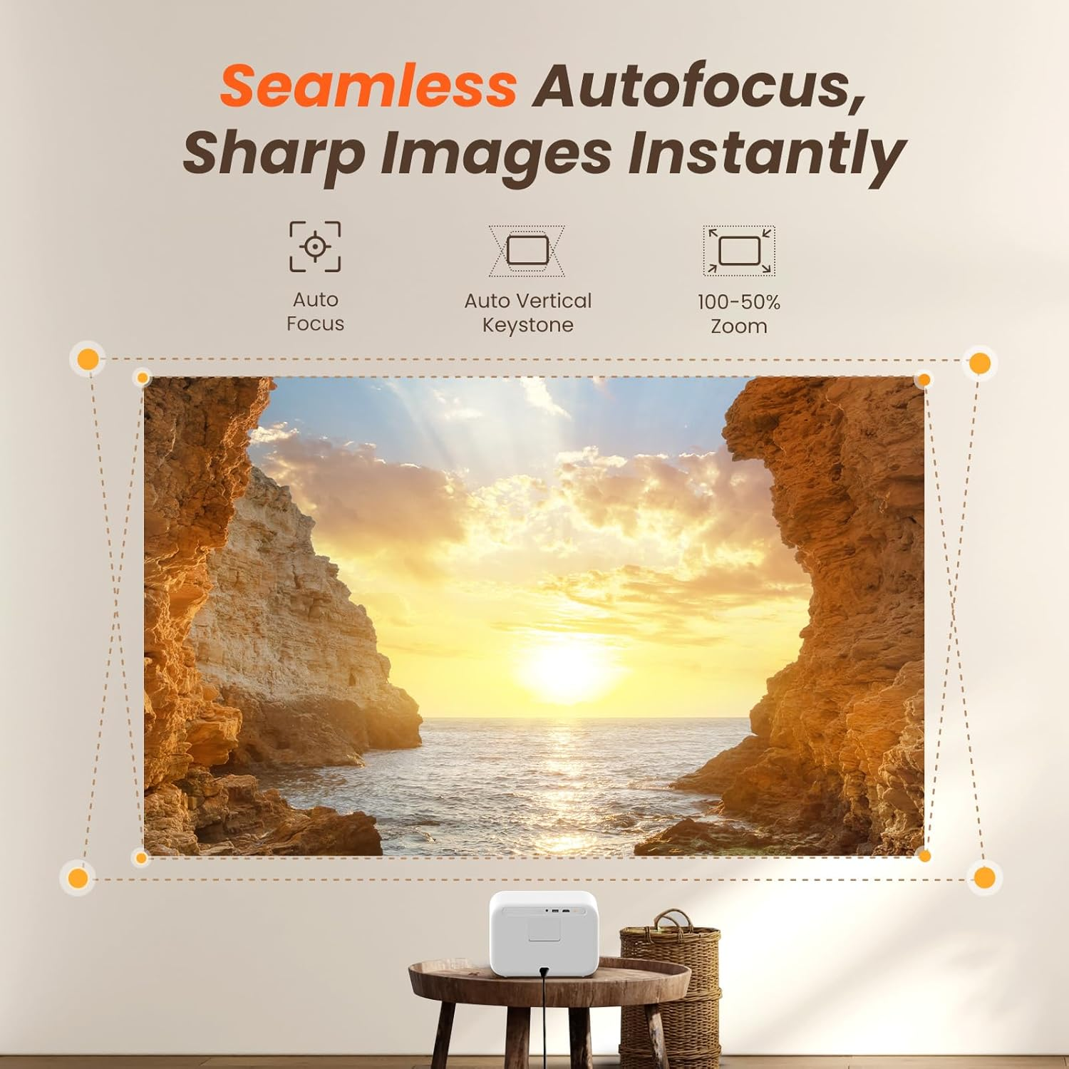 [Sound by JBL & High Brightness] Yaber L2S Projector with Wifi 6 and Bluetooth, Projector 4K Support, Auto Focus/Keystone Correction, 3D Sound,Portable Projector for Home & Outdoor image number 3