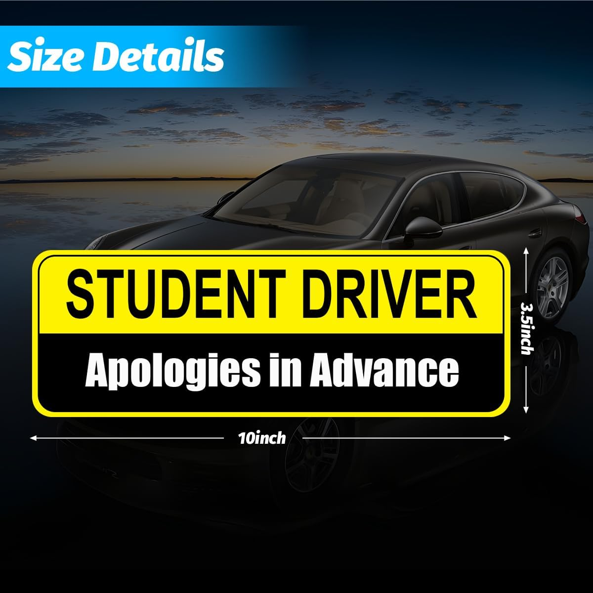 Sandfren Car Student Driver Magnet, 2PCS Funny Reflective Magnetic Waterproof Vehicle Safety Attention Sign Bumper Sticker, Automotive Exterior Warning Decal, Universal for SUV Sedan Truck image number 3