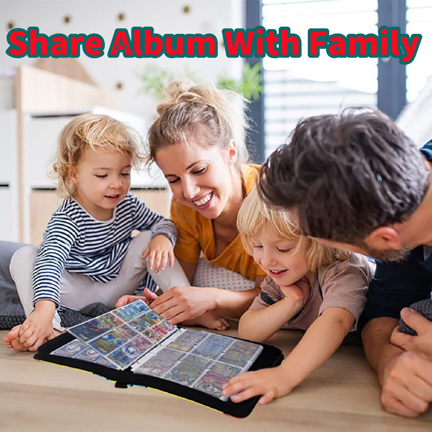 Trading Card Album Binder 4 Pocket,50 Removable Sleeves Fits 400 Cards, Cards Holder Album PU Leather Folder with Zipper and Strap for Game,Book Folder Storage Organizer for Boys Girls (Pink) image number 4