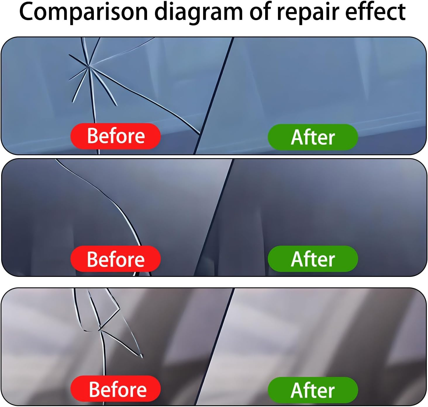 Windshield Repair Kit, Diy Glass Crack Repair Liquid, Scratch Repair Resin Kit, for Bullseye, Half-Moon, Spider Web, Star and Long Line Cracks - Containing Resin, Syringe, Curing Film image number 3