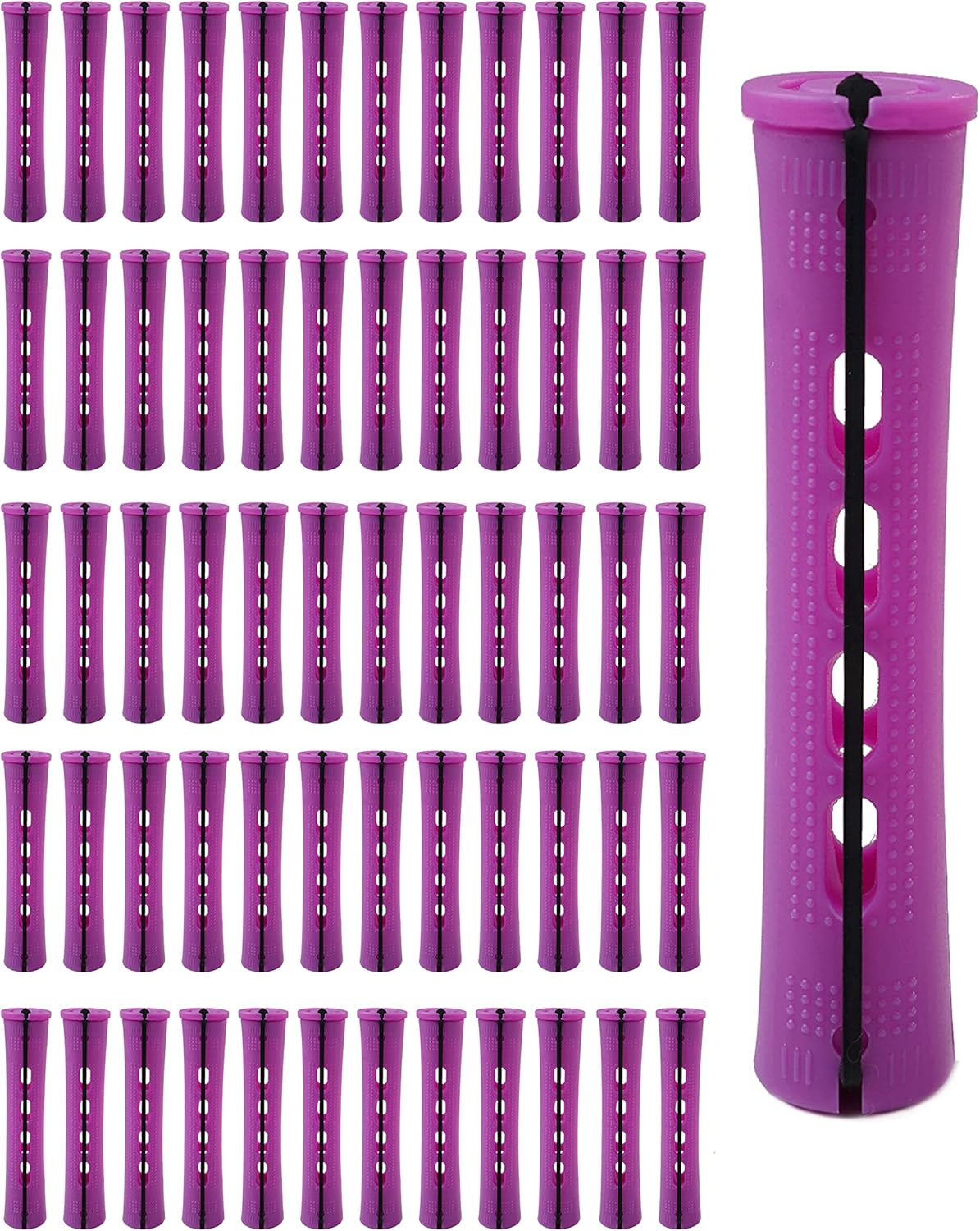 DF DUALFERV 60Pcs Perm Rods for Women'S Natural Hair, Purple, 0.75Inch - Hair Roller Curler Perm Rods for Long Medium Small Hair - Plastic Cold Wave Rods, Hairdressing Styling Tool image number 1